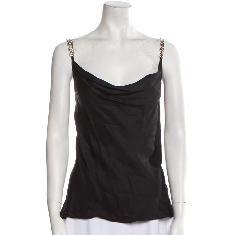 L’AGENCE Jasmine Cowl Neck Chain Tank Black Size XS
